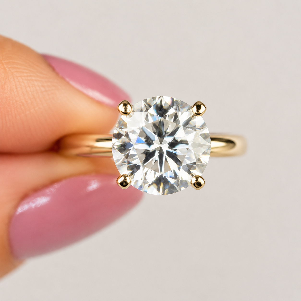 5.00 Carat Yellow Gold Round Solitaire Diamond Ring